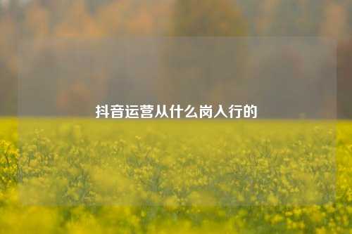 抖音运营从什么岗入行的
